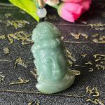 天然翡翠油青观音头像吊坠